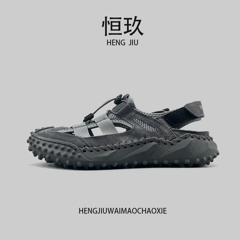 男士夏季真皮透气罗马沙滩鞋