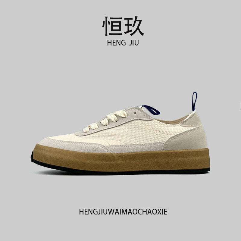 日本单捡漏低帮硫化鞋底耐磨帆布鞋夏季男士舒适潮流港风运动板鞋