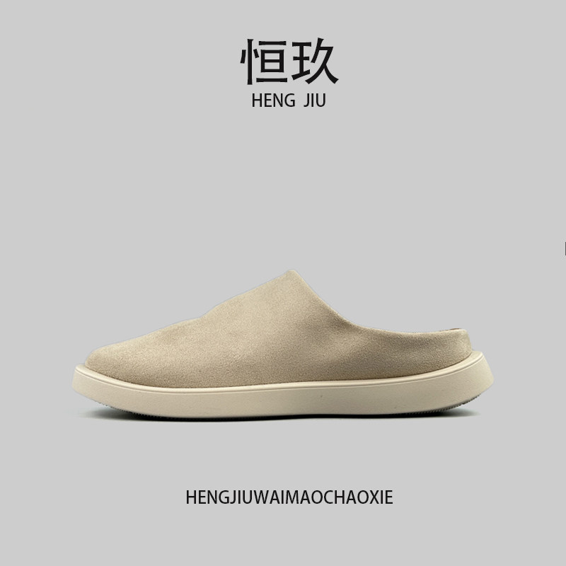 外贸时尚2025新款外穿懒人一脚蹬包头半托男士大码百搭舒适勃肯鞋