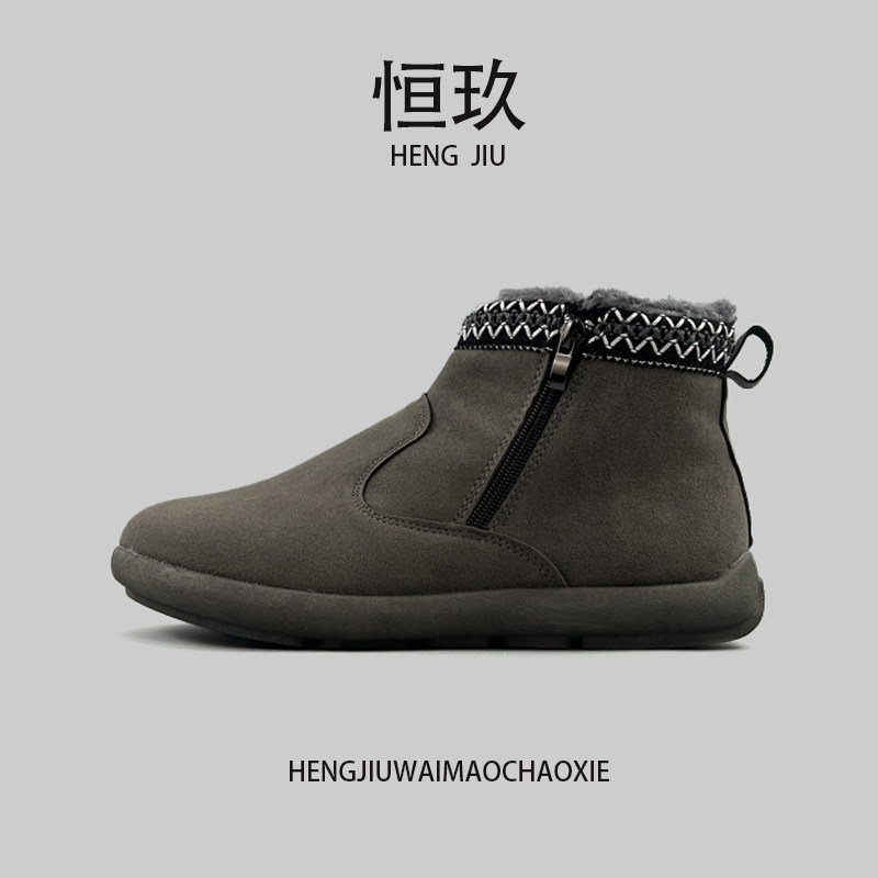 欧美外贸户外拉链款平底雪地靴