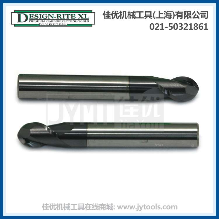 Design-Rite 2刃短刃长球头ALTiN涂层硬质合金立铣刀