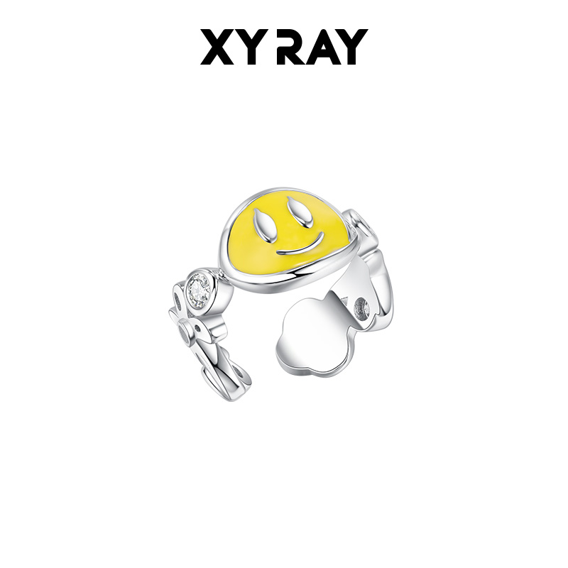 XYRAY女双瞳笑脸戒指原创设计