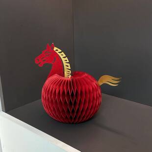 2026马年摆件新年折纸蜂窝生肖马桌面装饰品春节过年布置氛围感