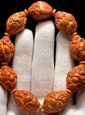 八方来财橄榄核手串男款盘玩八大财神核雕男士文玩原籽精雕刻女款