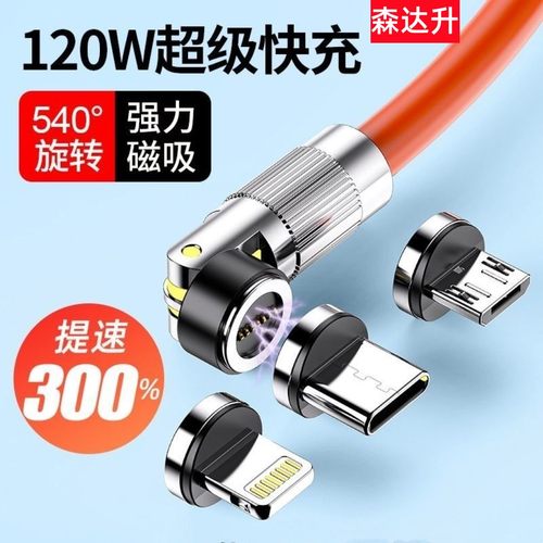 540°旋转磁吸数据线120W数据线