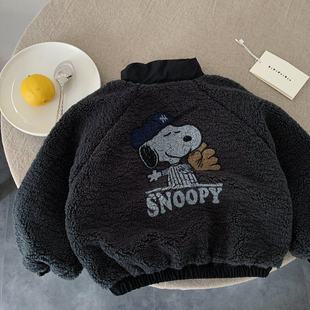 儿童外套男加绒2025冬季 小童外搭棉袄洋气宝宝卡通棉衣女加厚 新款