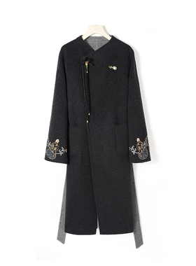 【妮妮推荐】中国风时尚百搭毛呢外套双色双穿88327D