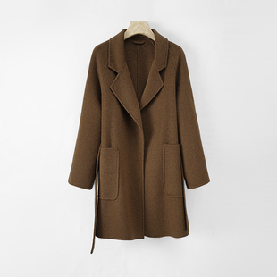 双面毛呢外套大衣中长款 秋冬女士浴袍款 羊毛88237 妮妮推荐