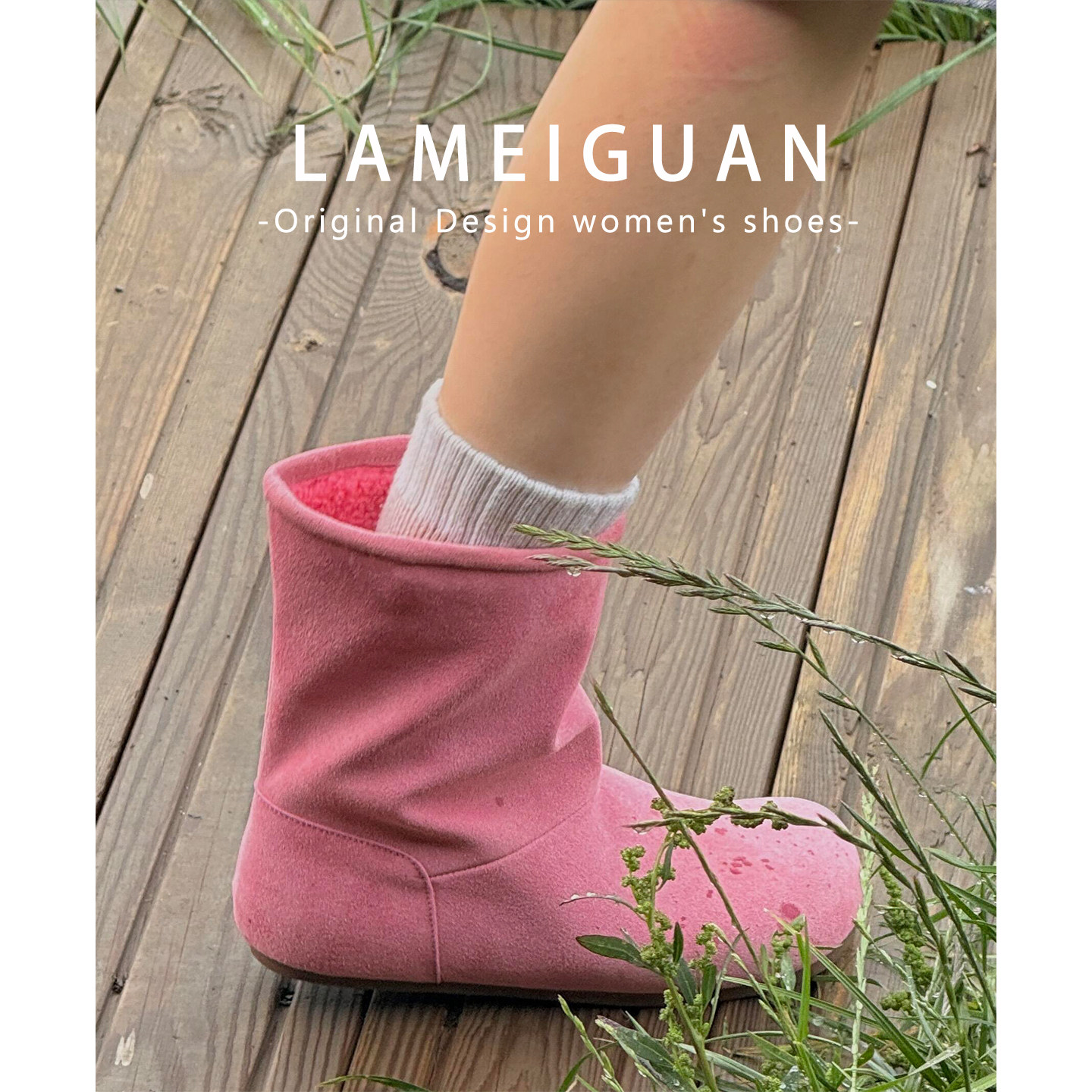 牛皮版！短筒加绒内增高雪地靴女2025冬季新款真皮小众平底毛毛靴