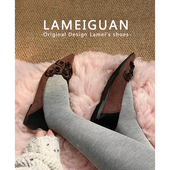 咖色一脚蹬通勤绝美平底鞋 复古设计感尖头玫瑰浅口单鞋 女2026新款