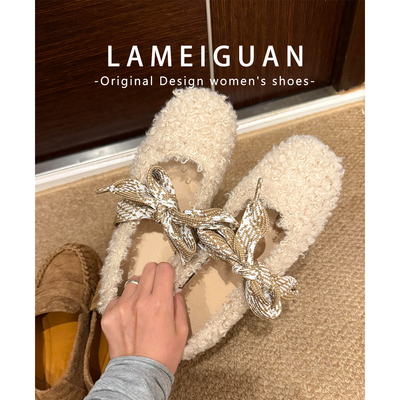 杨超越同款！绑带芭蕾玛丽珍毛鞋