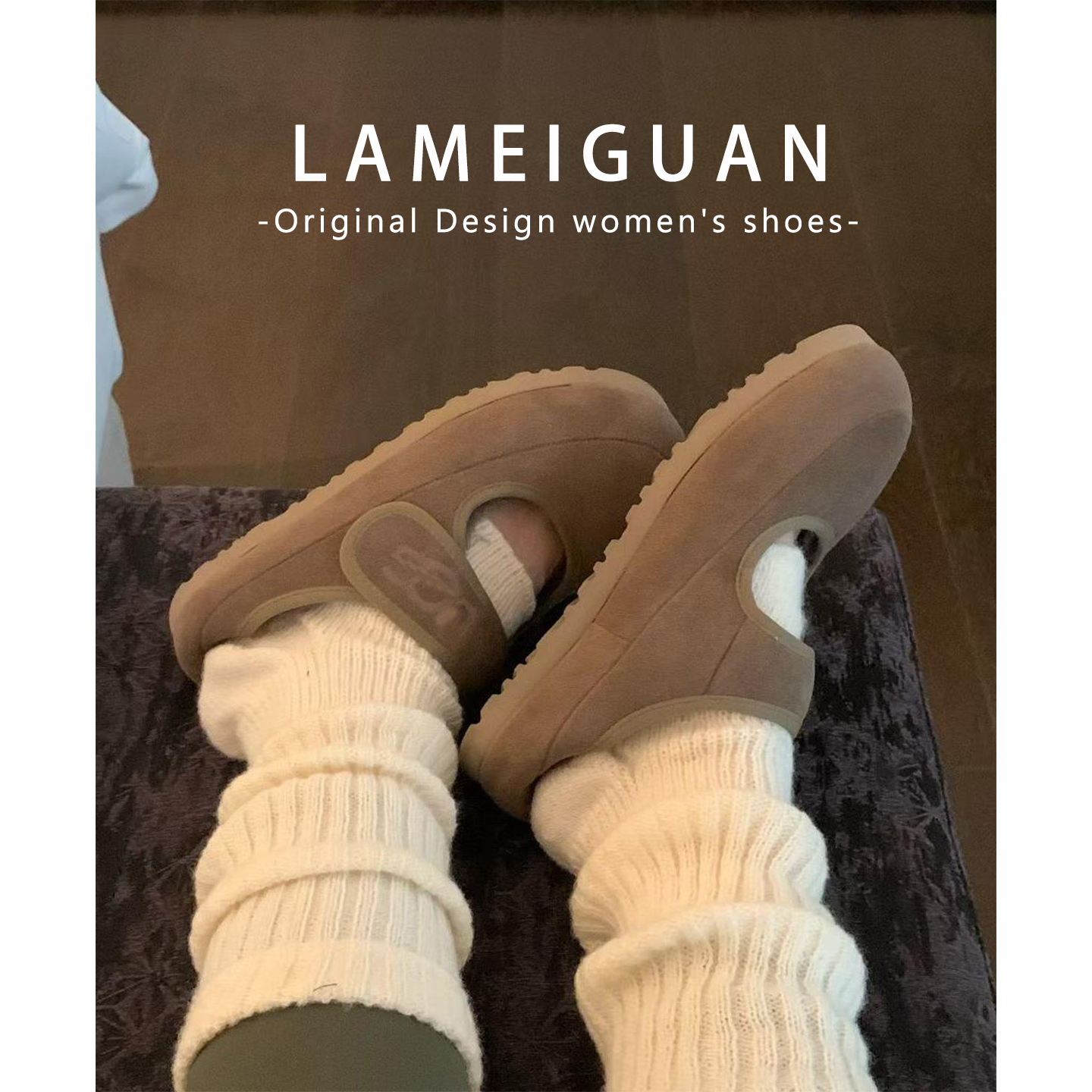 牛皮版!魔术贴厚底玛丽珍毛毛鞋