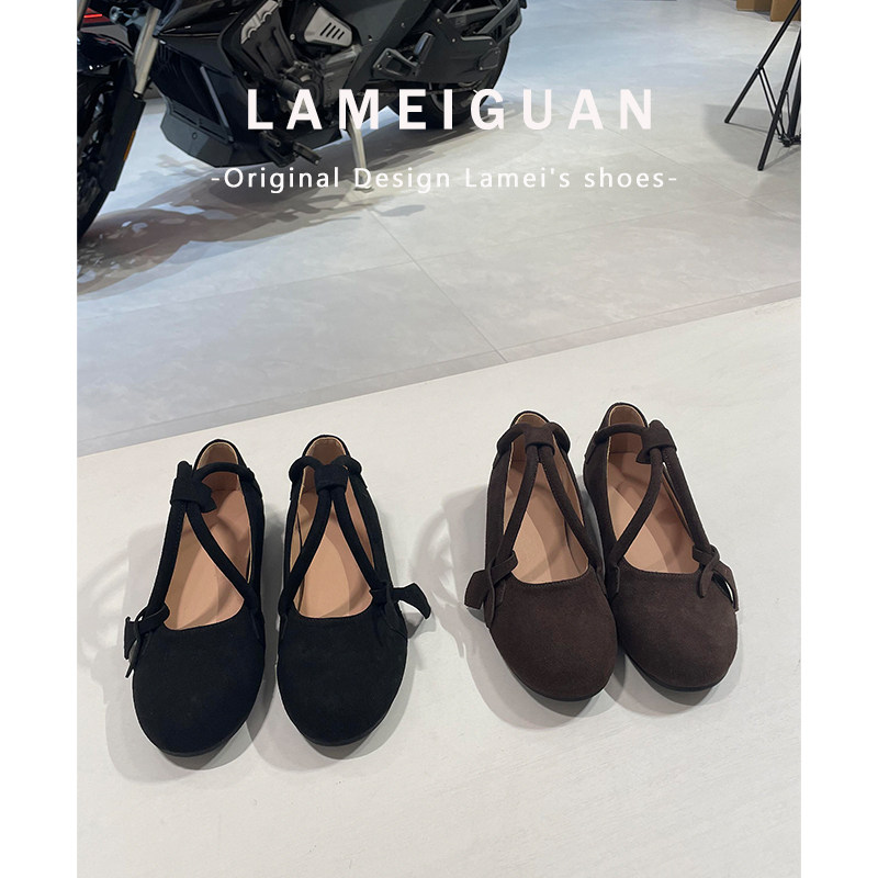 复古咖色小众手提平底单鞋女2026春季新款设计感圆头浅口玛丽珍鞋,女鞋,浅口单鞋,淘宝优惠券,粉丝福利购,淘宝优惠卷