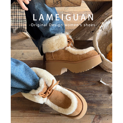 宋雨琦同款！真皮加绒厚底雪地靴