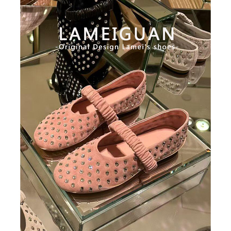 甜美松紧带水钻芭蕾舞单鞋女2026春季新款粉色平底浅口圆头玛丽珍,女鞋,浅口单鞋,淘宝优惠券,粉丝福利购,淘宝优惠卷