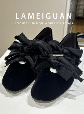 复古蝴蝶结芭蕾舞玛丽珍鞋女2025秋季新款黑色气质浅口内增高单鞋