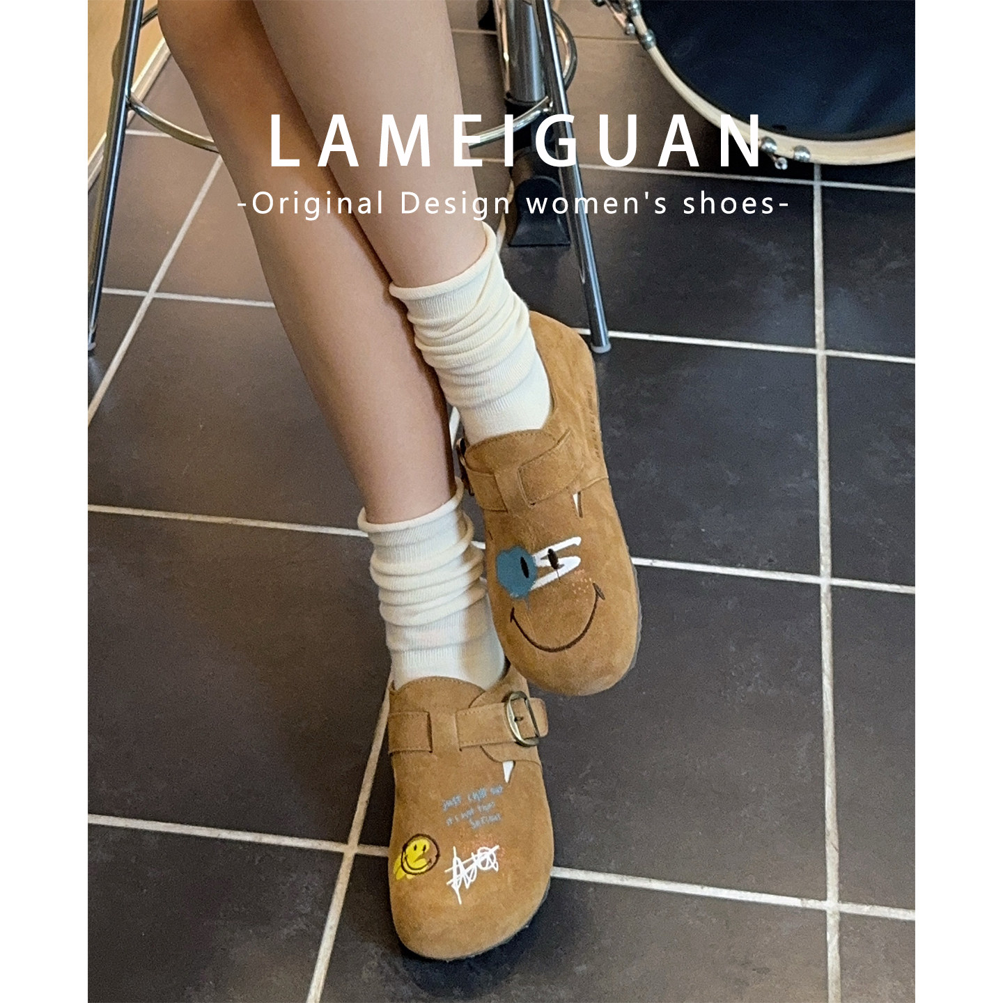 牛皮版！全麦吐司厚底增高单鞋女2026春季新款复古真皮全包勃肯鞋