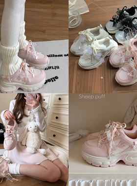【现货】银河甜心lo跑绵羊运动原创运动鞋厚底跑鞋y2k少女粉色
