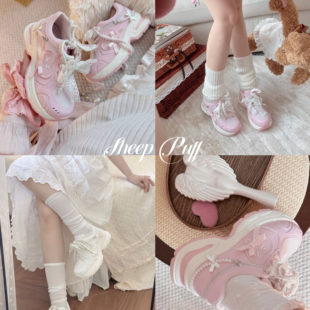 【现货】心动讯号厚底运动鞋原创设计lo跑可爱圆头跑鞋蝴蝶结正品