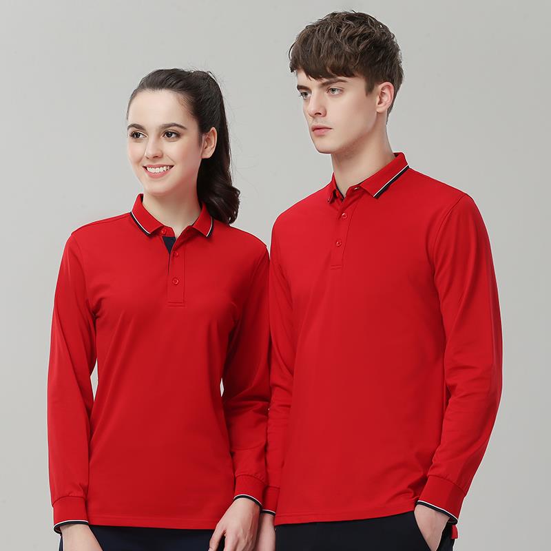 长袖T恤工作服定制秋冬季男女翻领polo衫超市工衣工装印字绣logo