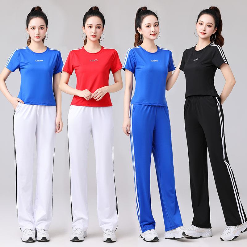 新款短袖女广场舞服装运动套装鬼步舞蹈服休闲曳步舞跳舞健身操服
