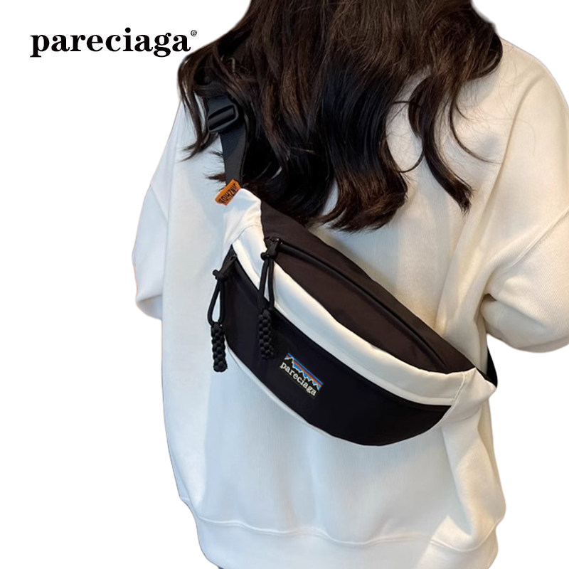 巴塔正品pareciaga撞色胸包女休闲简约斜挎包学生运动手机腰包男