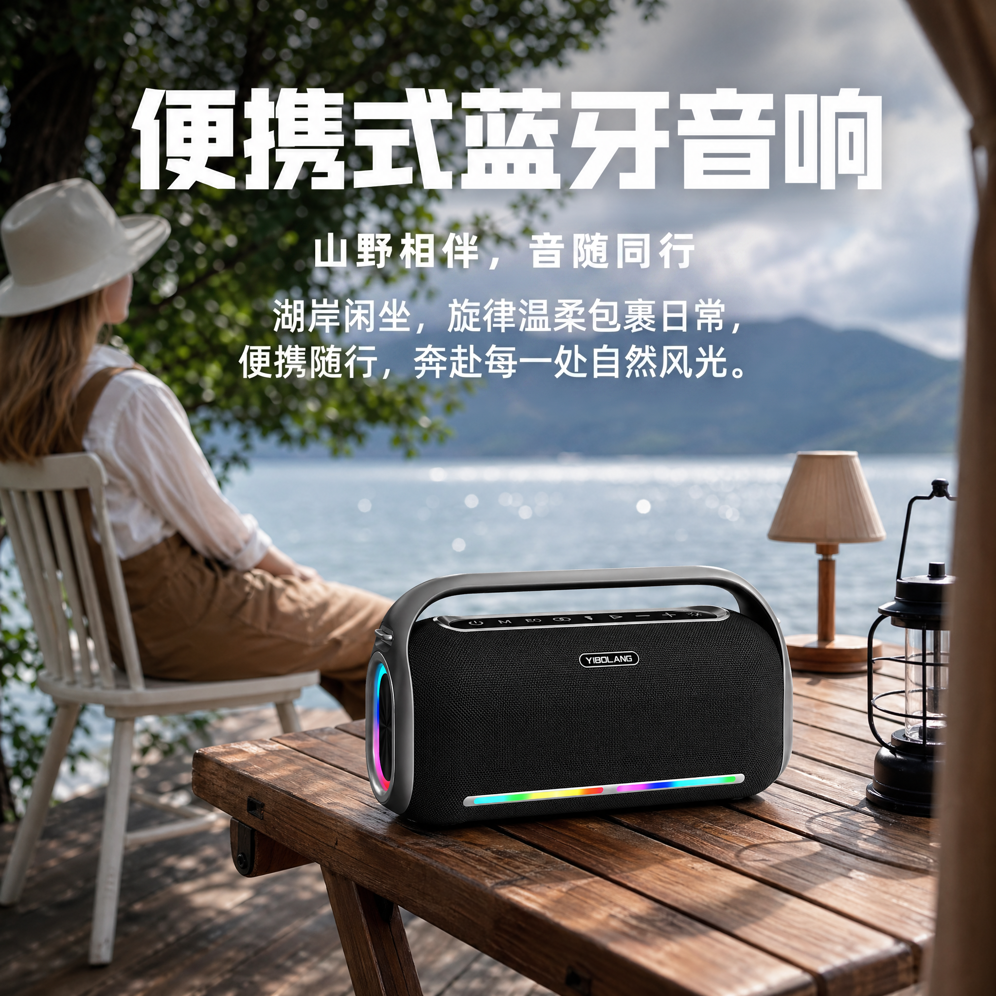 意博朗户外广场舞音响220W大功率低音炮便携式K歌蓝牙音箱家庭K歌