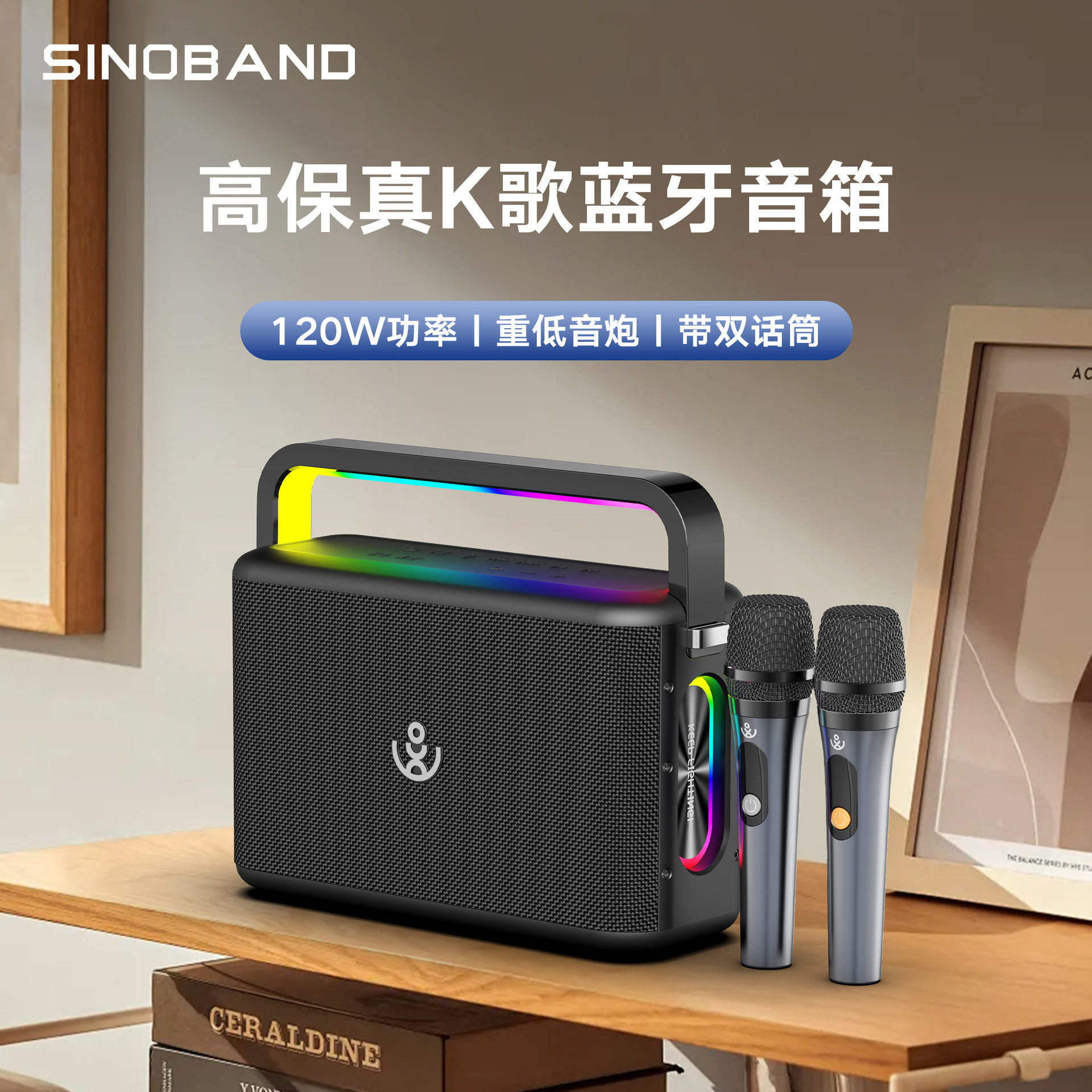 喜多宝120W蓝牙音箱 家庭k歌户外乐器电吹管音响 露营便携K歌音响