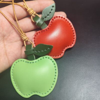 真皮平安苹果牛皮包挂件车内皮绳挂饰钥匙扣手账书签