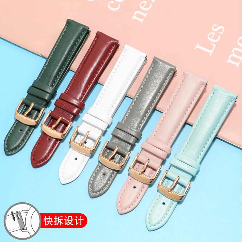 女士真皮手表带代用卡西欧浪琴天王唯路时飞亚达化石dw蝴蝶扣配件