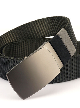 新款两面用滚轴腰带男士加厚尼龙裤带老式百搭免打孔滑竿帆布皮带