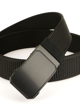 无牙自动扣尼龙腰带男士加厚休闲帆布皮带免打孔百搭西裤牛仔裤带