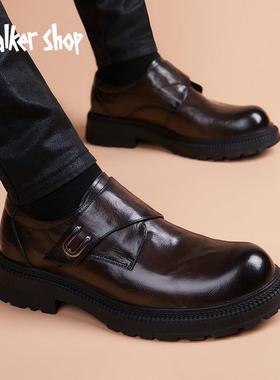 Walker Shop真皮商务正装德比鞋男时尚英伦厚底增高潮流休闲皮鞋