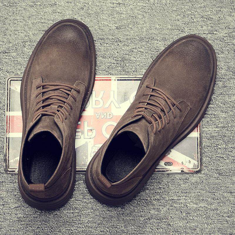 靴子男士高帮夏季透气2025新款真皮鞋男士休闲短靴中帮工作靴