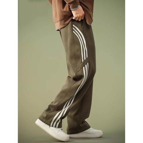 it neith BIAS潮牌美式条纹运动卫裤男直筒秋冬阔腿潮流百搭长裤