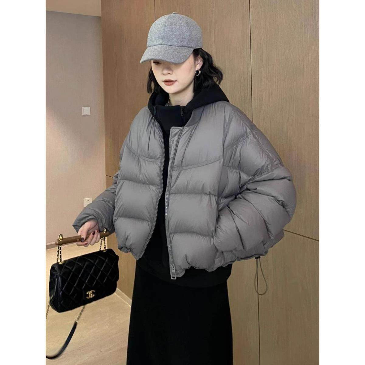 欧洲站棒球羽绒服女冬季2025新款小个子短款加厚白鸭绒面包服外套