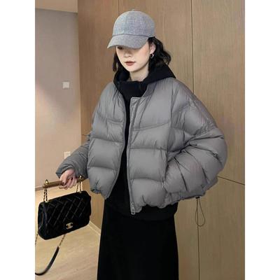 欧洲站棒球羽绒服女冬季2025新款小个子短款加厚白鸭绒面包服外套