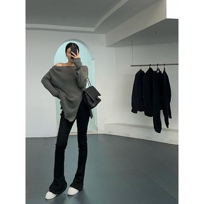 黑色马蹄裤牛仔裤女秋冬2025新款高腰显瘦加绒加长微喇叭拖地高个