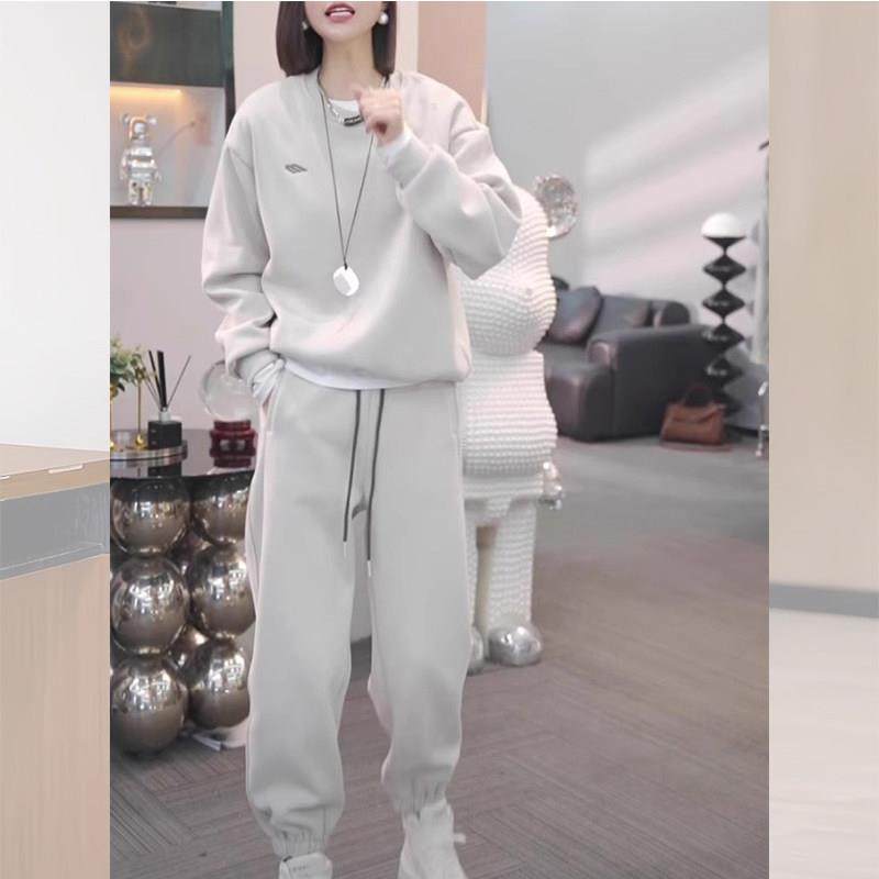 欧洲站休闲 运动套装女2025新款春秋冬时尚洋派长袖加绒卫衣两件,女装/女士精品,时尚套装,淘宝优惠券,粉丝福利购,淘宝优惠卷