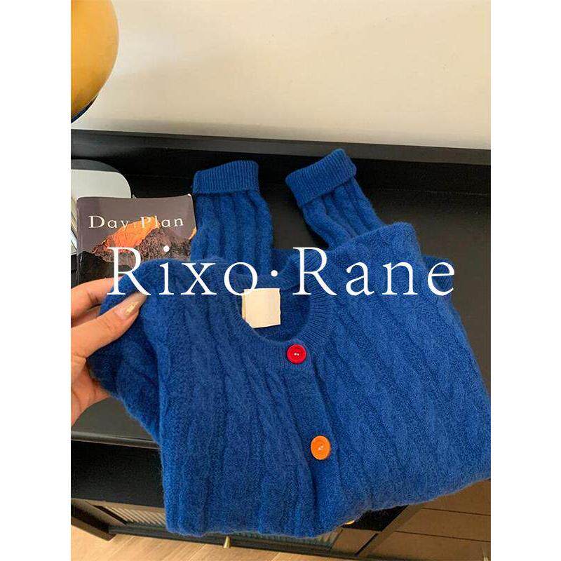 法国Rixo Rane ⭐蓝色慵懒风软糯针织开衫毛衣女秋冬季高级感外套