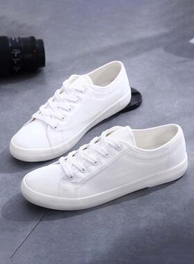 Masscontiy !易穿，不累脚！夏季韩式时尚透气双帆布白鞋男女