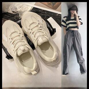 CAMILA KSENIA官方店2025新款老爹鞋女秋厚底爆款网面运动小白鞋