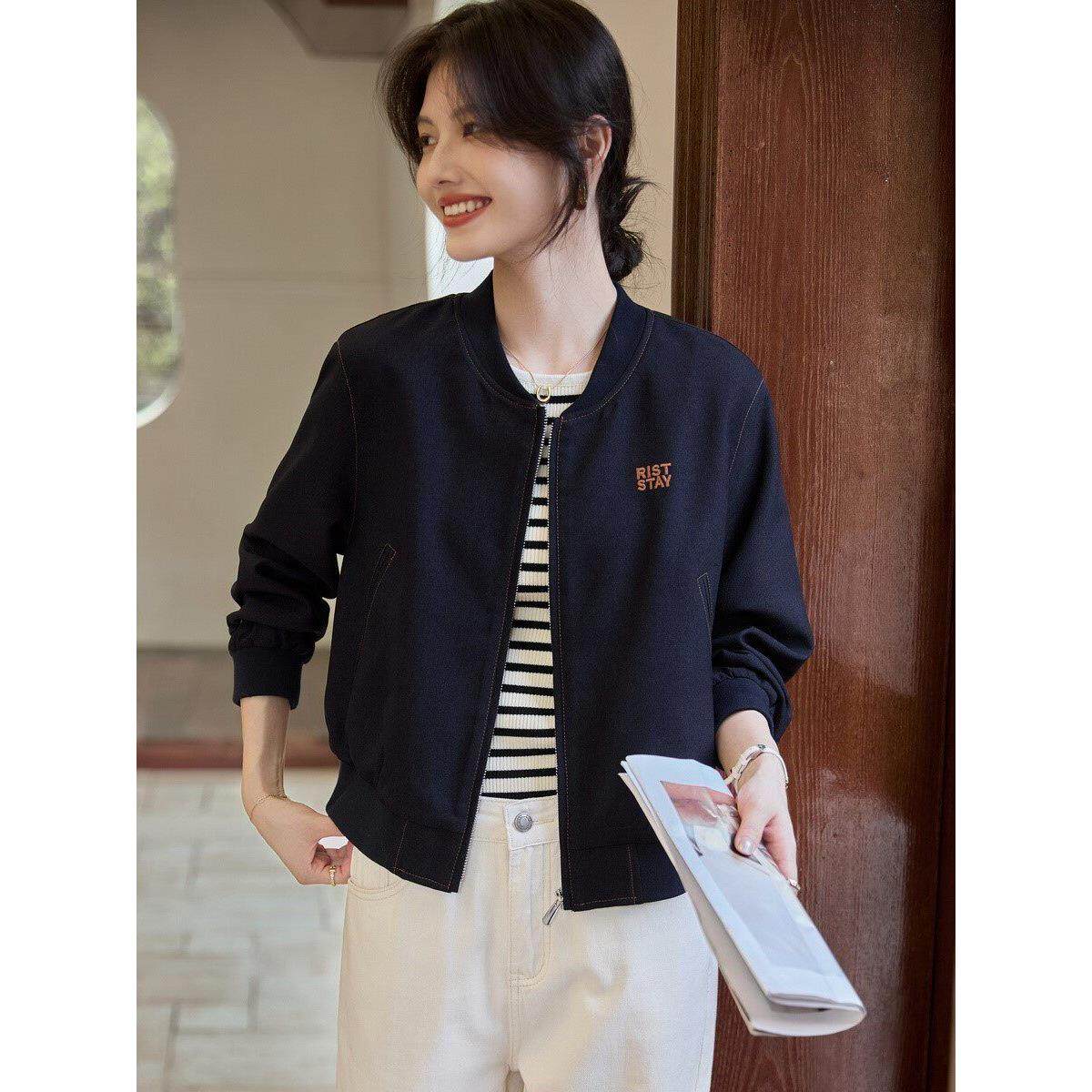轻奢时尚百搭短款棒球服女2025新款休闲宽松外套慵懒风卫衣夹克