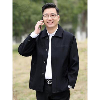 外套男士行政夹克衫纽扣子2025新款春秋季中老年人爷爷衣服爸爸装