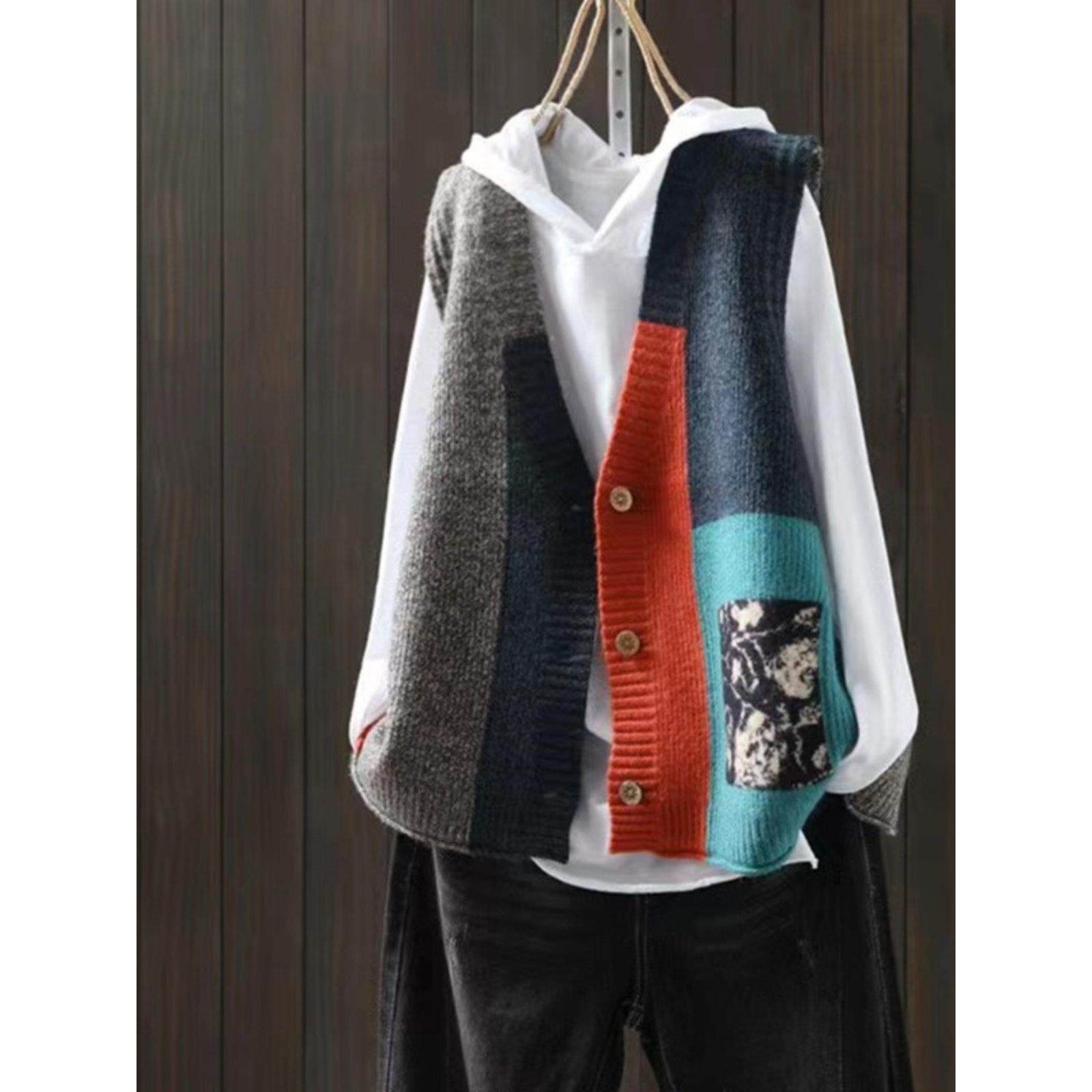 覆古针织马甲开衫春秋2025新款宽松设计感马夹毛衣背心女外搭坎肩,女装/女士精品,大码内搭,淘宝优惠券,粉丝福利购,淘宝优惠卷