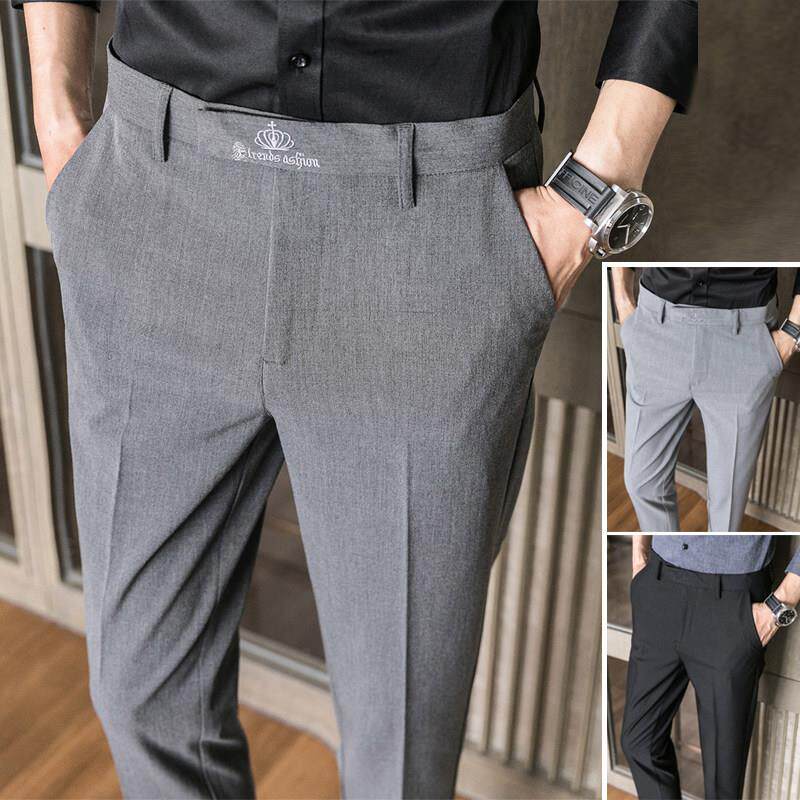 LL男装西裤男春秋裤子正装商务加绒加厚休闲修身九分小脚百搭时尚