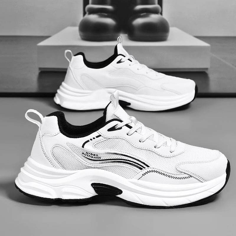 男鞋夏季透气2025新款休闲 小白鞋子潮鞋网面跑步运动鞋男士老爹