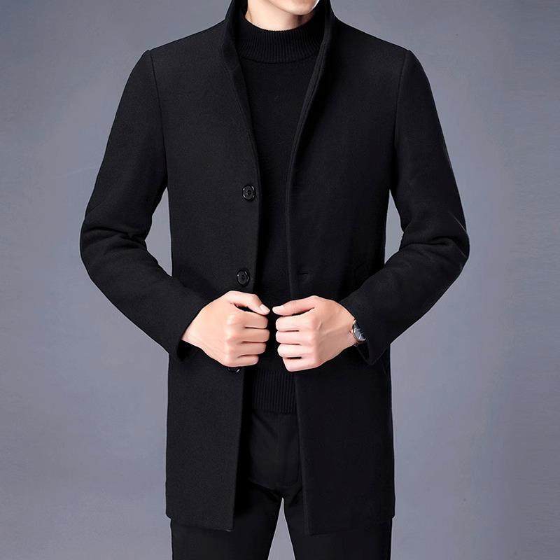 立领羊绒大衣男冬季中长款2024新款休闲羊毛呢子加厚男士毛呢外套