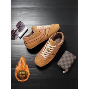 保暖加绒丨棕色德训鞋4cm内增高2025新款女秋季得迅dvn覆古休闲鞋