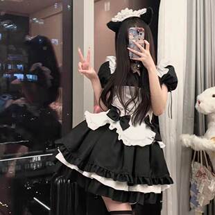 奇迹暖暖cosplay 黑白大佬佣超可爱女仆装lolita洛丽塔公主裙套装